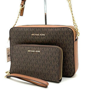 Michael Kors Large EW Crossbody Bag & JST LG Flat MF Phone Case Wallet Brown